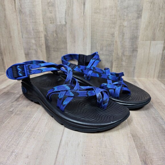 Chaco Womans Size 6 Z/Volv X2 Sandals Strappy Black Blue Shoes - Picture 2 of 11